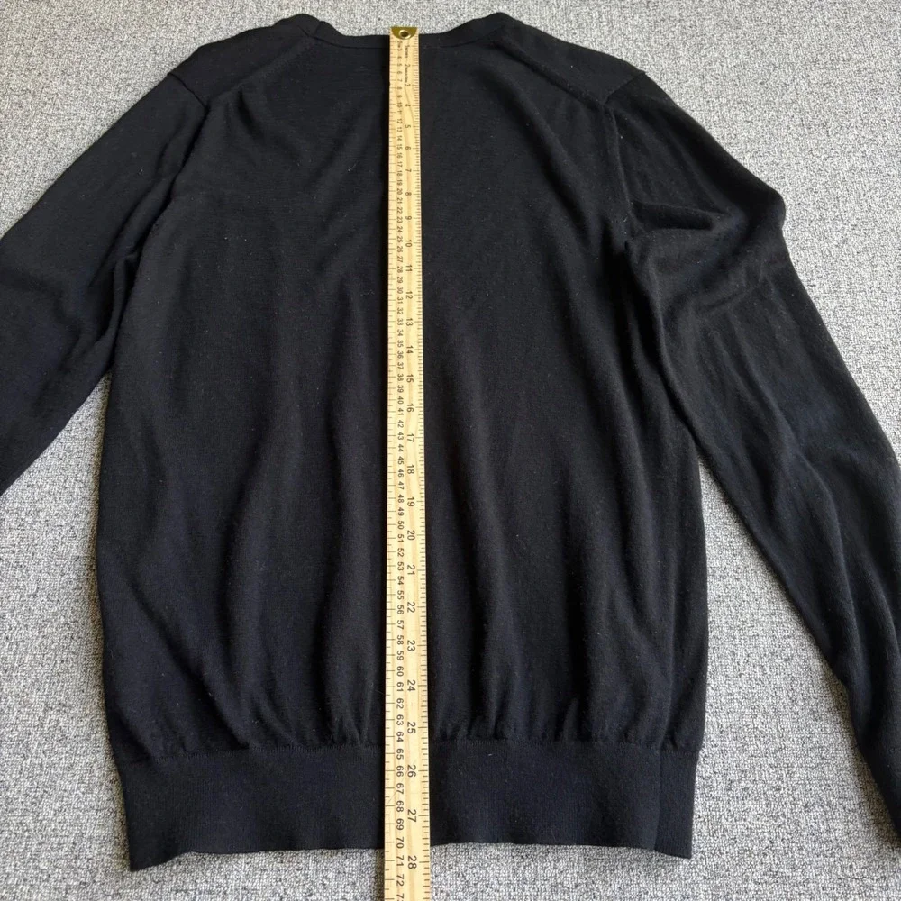 Reiss Sweater Mens Large Black Merino Wool Crew Neck Long Sleeve Knit Top